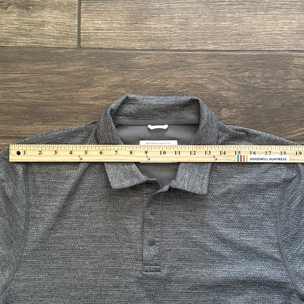 Reigning Champ Polo Shirt Men XL Gray Performance Stretch Snap Solotex - Picture 6 of 8